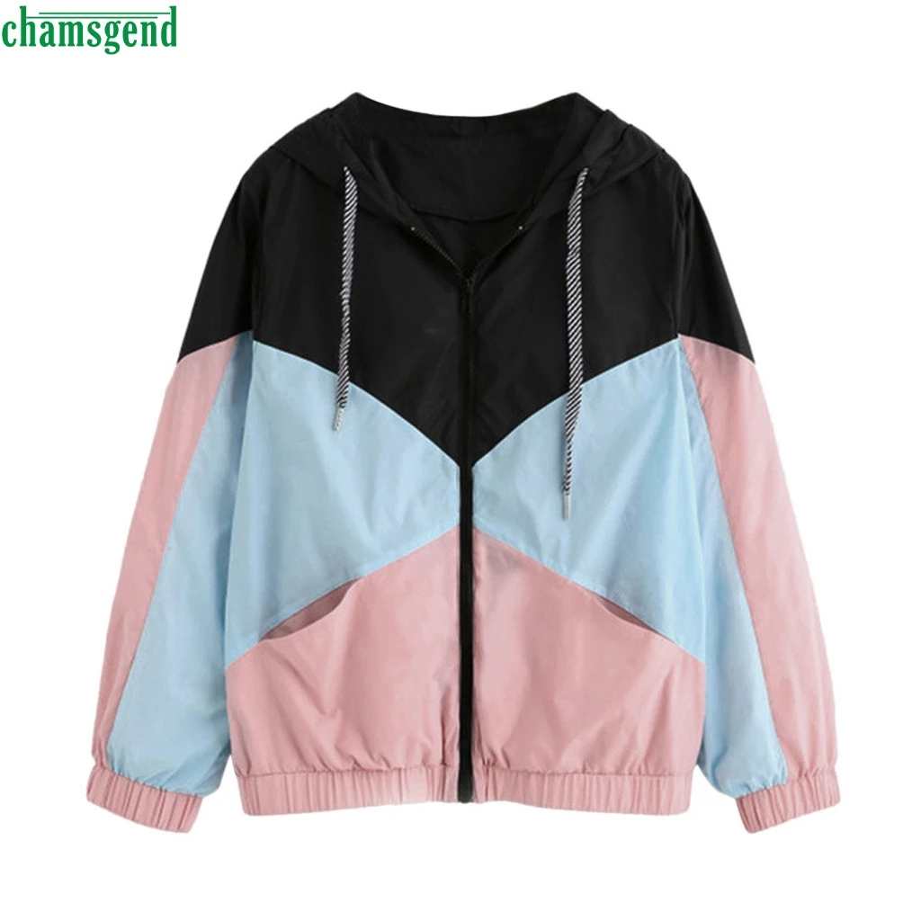 Женское спортивное пальто с капюшоном Chamsgend повседневная куртка контрастным