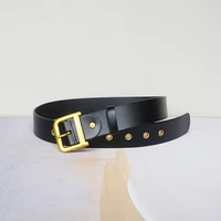 high quality designer leather belt casual luxury metal belt with d shaped buckle womens clothing retro style girl belt