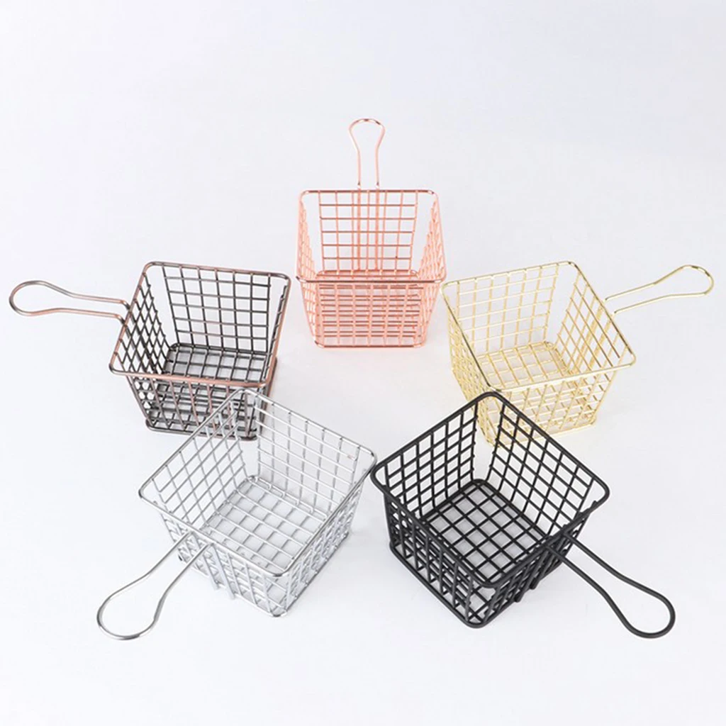

Kitchen Tool Metal Mesh Fry Basket Strainer Serving Food Presentation