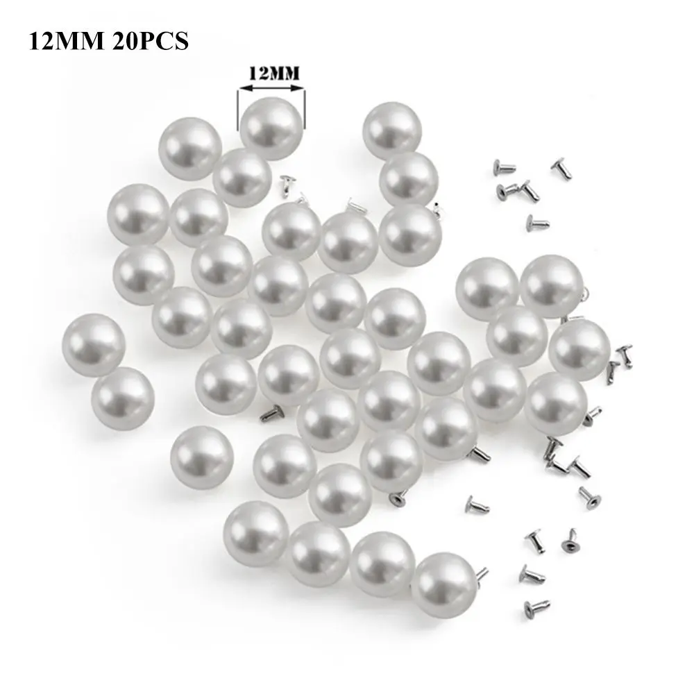 12mm-20pcs 10/20 штук имитация жемчуга жемчужные заклепки для ткани на основе карбида кремния, штаны и шапка, сумок, обуви, творчество, рукоделие, Декор DIY домашний аксессуары для одежды - Цвет: 12mm-20pcs