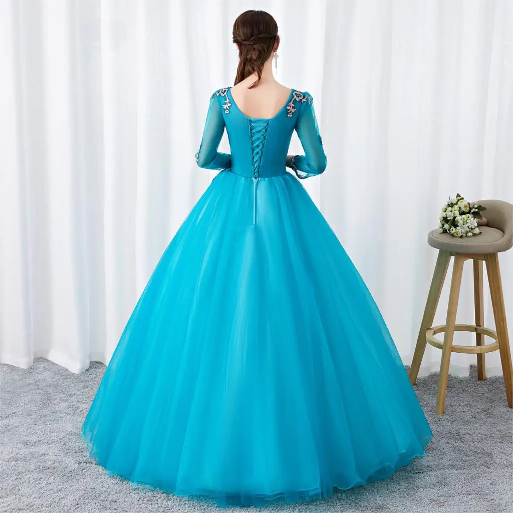 2019 Бальные платья бальные с аппликацией длинные рукава Vestidos De 15 Sixteen милое