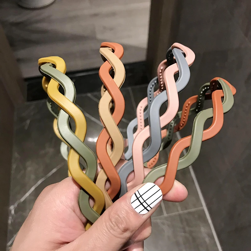 

1 PC Frosted Twist Cross Hair Hoop Splicing Color Non-slip Head Hoop Fashion Headbands Candy Color Bezel Hair Accessories