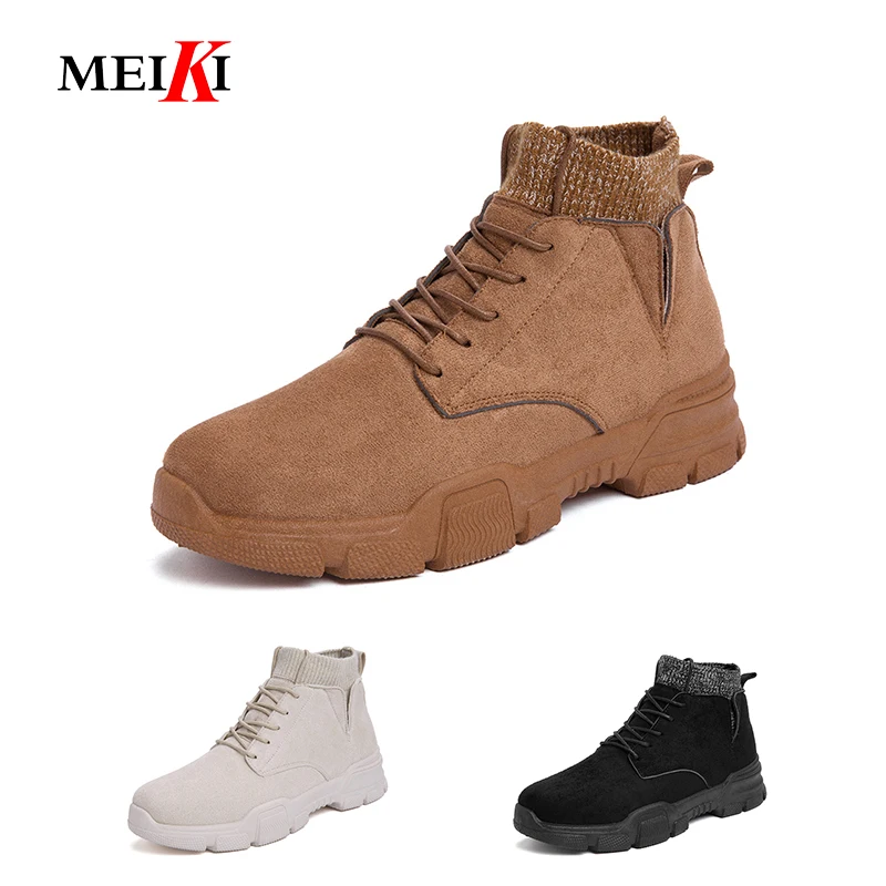 MEIKI/Новые осенне-зимние ботинки мужские модные зимние ботинки унисекс из замши Мужская Рабочая обувь Ботинки martin для влюбленных Большие размеры 39-46