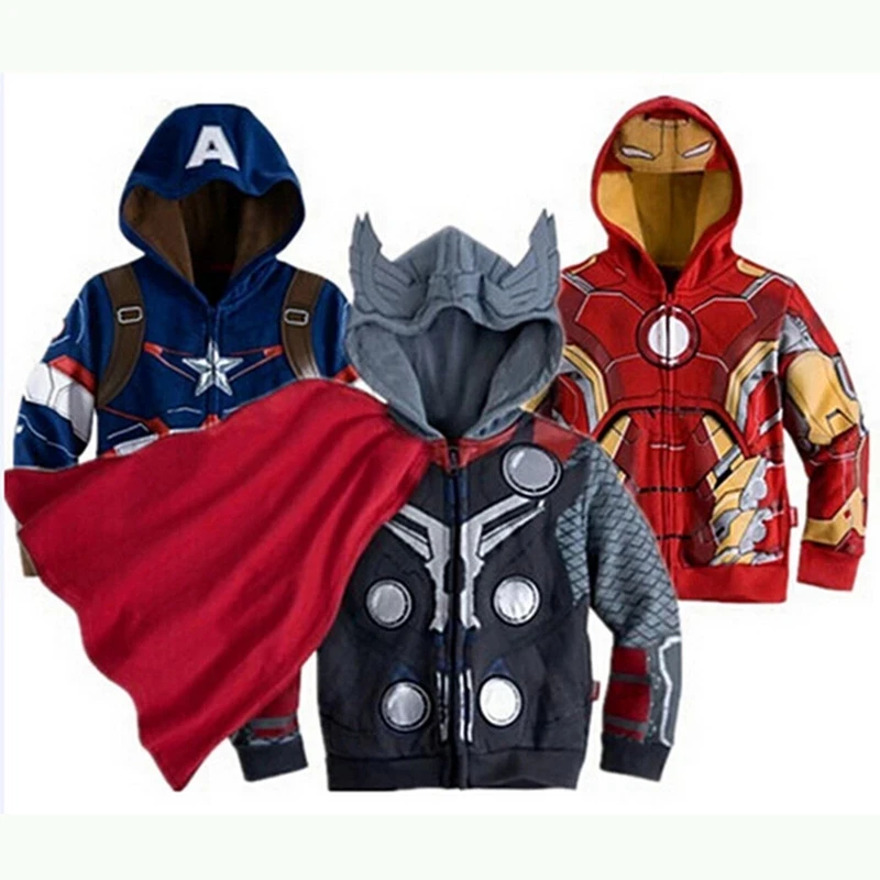 

Girl Jacket Coat Autumn Spiderman Hoodie Kids Clothes Hooded Baby Boy Iron Man Captain America Children Outerwear Jackets Zipper