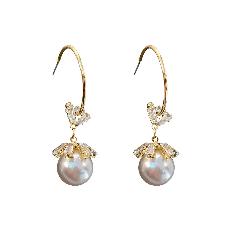 

Origin Summer Korean Fashion Winter CZ Zirconia Pearl Snowflake Hook Earrings for Women Elegant Gift Dangle Earrings Jewelry