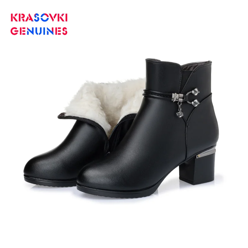 

Женские зимние ботинки на меху, из натуральной кожи