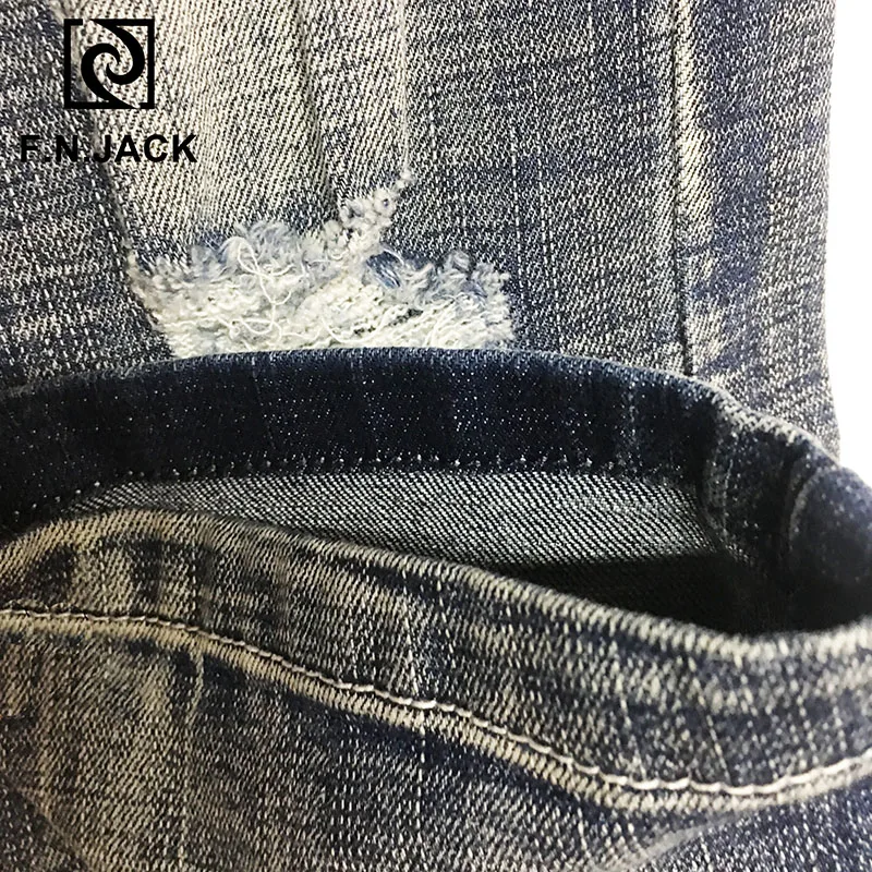 F.N.JACK мужские обтягивающие джинсы крутой парень рваные тонкие прямые джинсовые