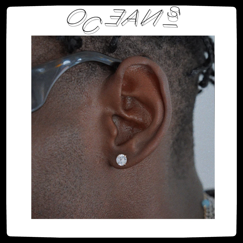 

SexMara 20FW New Hip Hop Punk S925 Trend Texture Design Six prong 5A Zircon Stud Earrings for Men Woman Girls Party Jewelry Gift