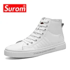 Мужские кожаные ботильоны на шнуровке SUROM, черные повседневные ботинки в стиле ретро, нескользящая Мягкая удобная Уличная обувь для взрослых на осень 2019