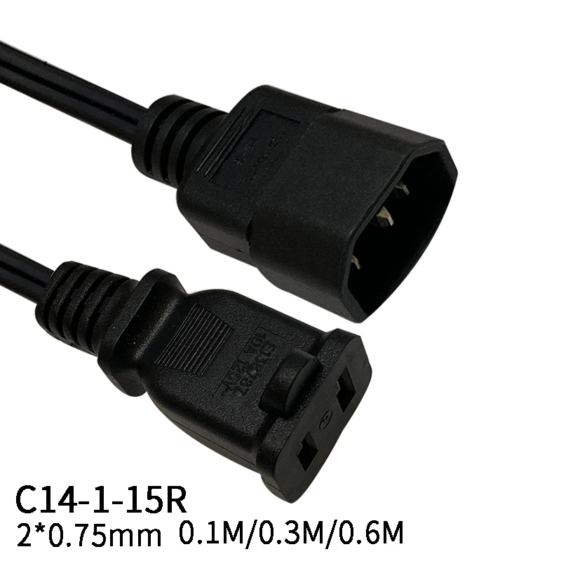 0 3 м 2*0 75 мм Φ IEC320 C14 штекер к США Nema 1 15R Женский шнур Удлинитель переменного тока