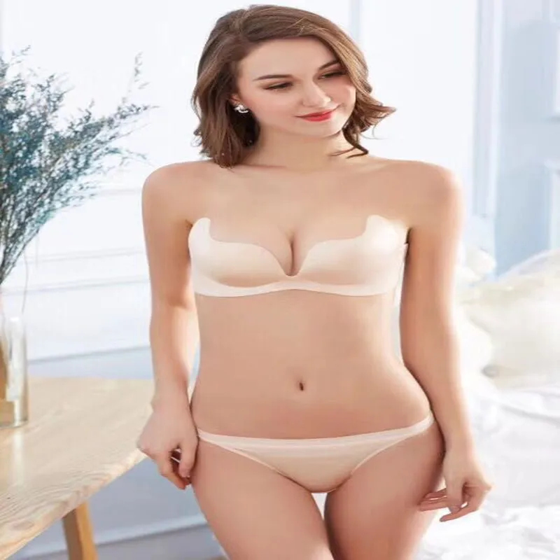 

Новый сексуальный женский силиконовый бюстгальтер пуш-ап без бретелек с открытой спиной самоклеящиеся гелевые невидимые черные/кожаные бю...