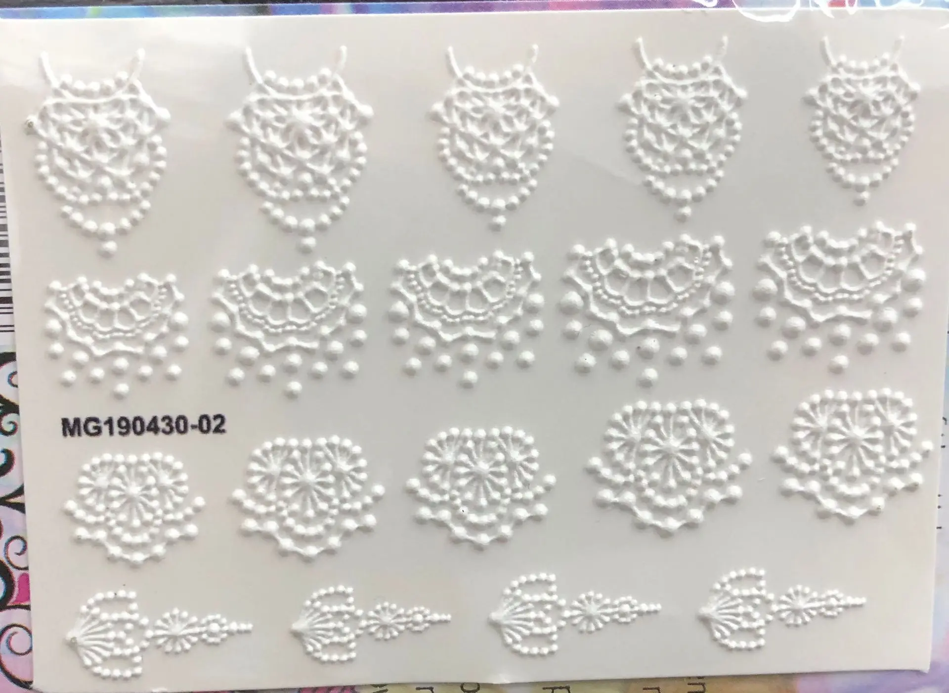 

1pcs3D Acrylic Carved Nail Stickers Solid Color Lace Water Decals Empirical Nail Slip Decals