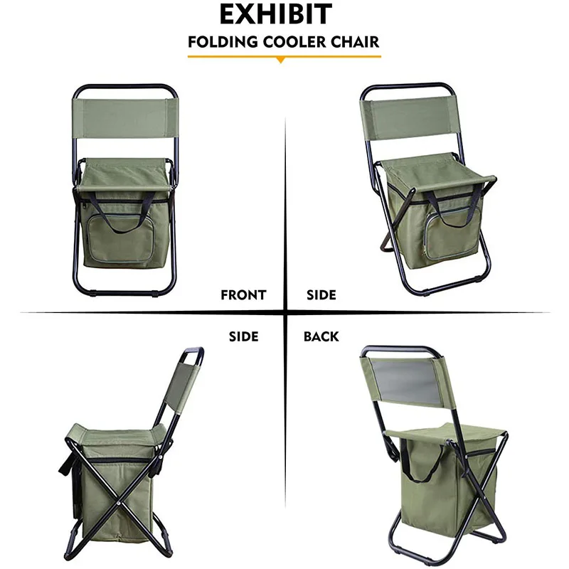 Kopen Draagbare Opvouwbare Camping Stoel Met Koeltas Compact Vissen Stoel Lounge Reizen Stoelen Voor Outdoor Schetsen Met Rugleuning