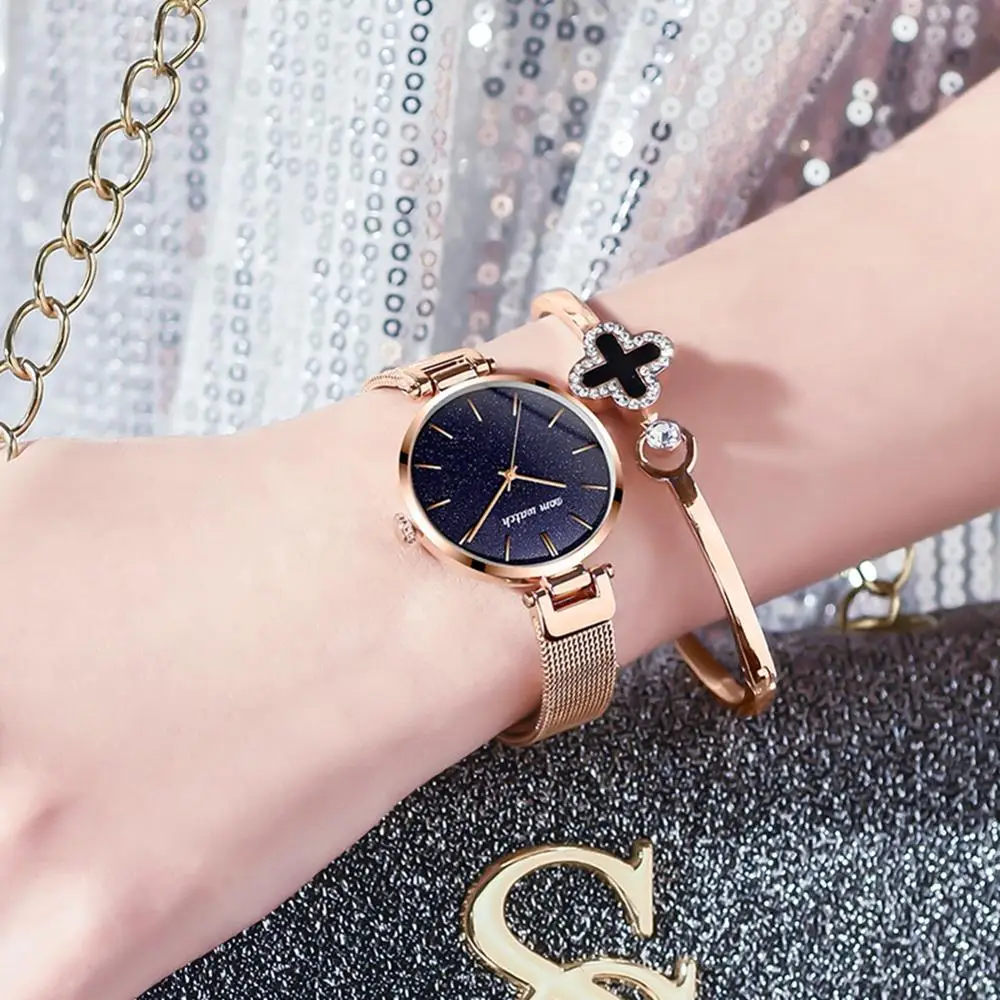 

DOM Top Brand Luxury Women Watches Starry Sky Dial Ladies Fashion Quartz Wristwatch Leather Strap Clock Casual Reloj Mujer 2020