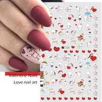 valentines day 3d sticker adorable cartoon lovers nails gang girl design decals manicure art decoration
