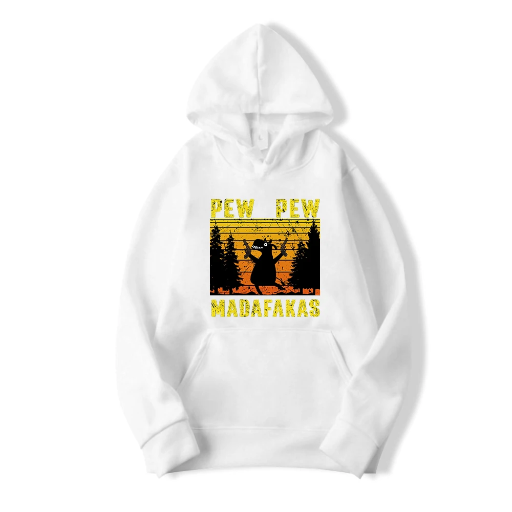 

Мужская Флисовая Толстовка Pew Madafakas, Черная Толстовка с длинным рукавом и капюшоном, с мультяшным принтом комиксов, осень