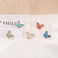colorful translucent gemstone crystal necklace for women creative butterfly love heart shape ladies pendant necklace 2021 new