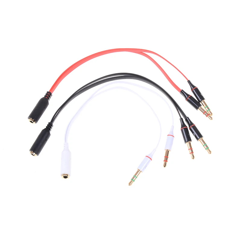 3.5 Plug 1 Female To 2 Male Y Splitter Earphone Audio Cables Headphone Transducer Combo Adapter For Headset Microphone - купить по