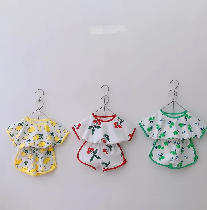 Милые комплекты одежды с фруктовым принтом для маленьких мальчиков и девочек