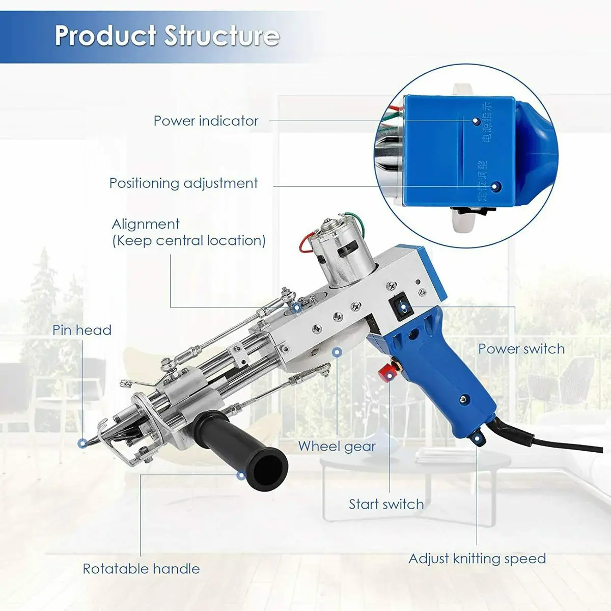Pistola el&eacute;ctrica de mano para alfombra, 110V-240V, para montar alfombras, flocado, m&aacute;quina de pistola el&eacute;ctrica de corte de pila, TD-01 de pila-2