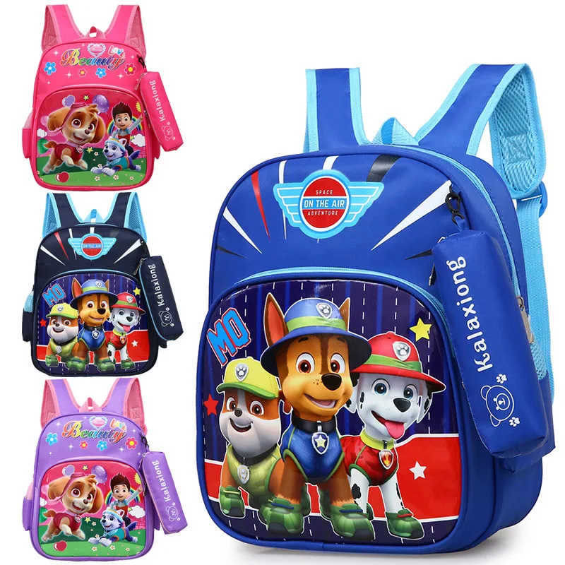 

2021 New Paw Patrol Toys Cartoon School Backpack Cartoon Lighten Kindergarten Bag Chase Skye Marshall Figure Print for Kids 2-8Y