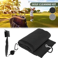 golf cleaning kit golf club brush towel double sided nylon brush cotton waffle pattern putter wedge ball groove cleaning tool