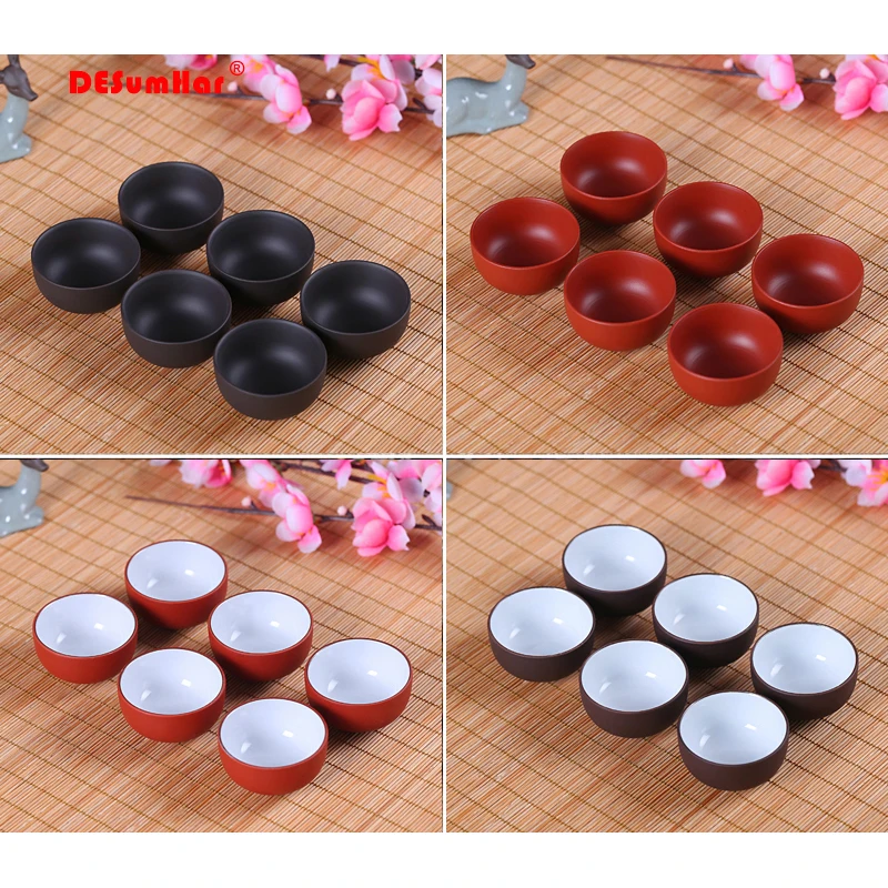 

Creative 6PCS Purple Clay Tea Cup,puer tea cup YiXing Purple Teacup,Chinese Kung Fu Cups Chinese Porcelain Gift