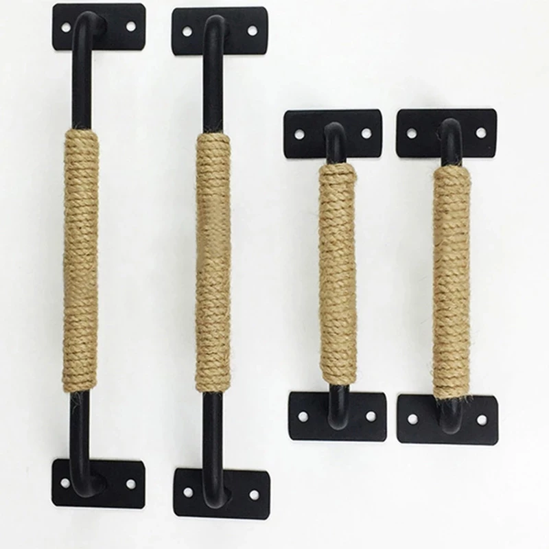 

Retro Long Furniture Hardware Handles Hemp Rope Pulls Handle for Cabinet and Drawer Black Zinc Alloy Wardrobe Cupboard Knob