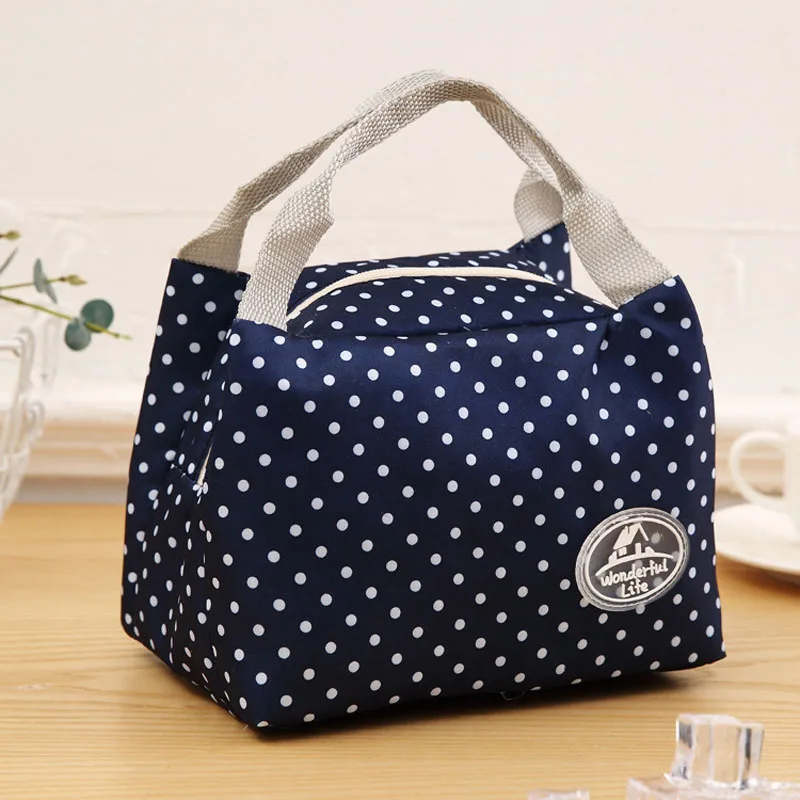 

Fashion Simple striped Dot Portable Lunch box Bag Thermal Insulated Cold keep Food Safe Stripe warm Lunch bags For Girls Women