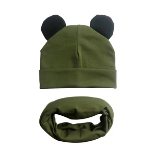 Комплект из шапки и шарфа для мальчиков и девочек, зимний, шапка и шарф, 2 шт., хлопковая детская шапка