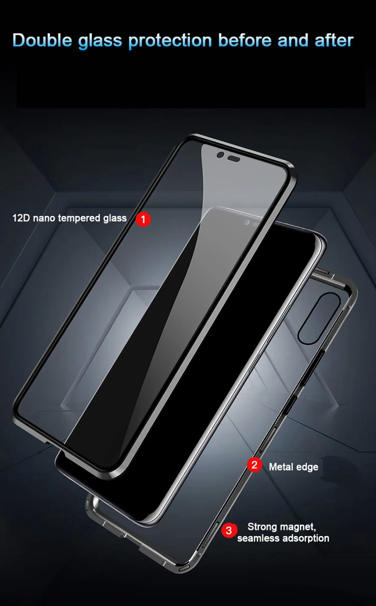 Металлический магнитный чехол для huawei Nova 3i из закаленного стекла, задняя крышка с магнитом для huawei Nova 3e Nova 3, передний и задний стеклянный чехол