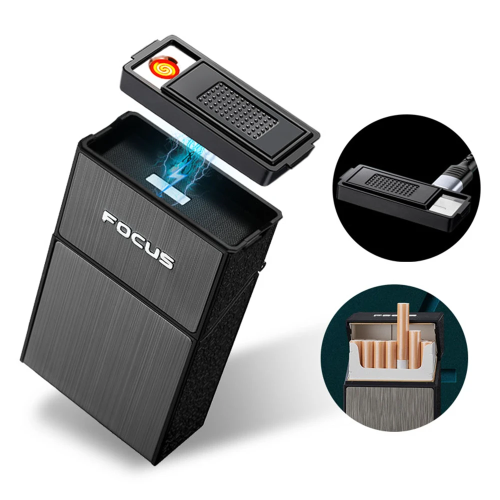 

88 мм USB-портсигары, 20 шт., металлические портсигары со съемной зажигалкой
