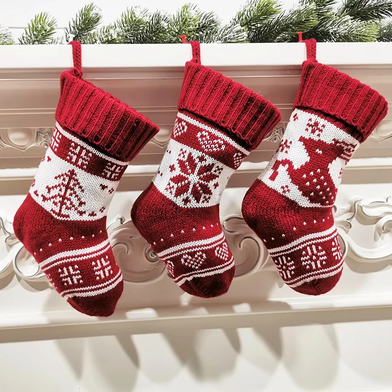 

3 Pieces Cute Santa Socks, Christmas Tree, Snowflakes, Elk, Stockings, Christmas Candy, Gift Bags, Christmas Sacks