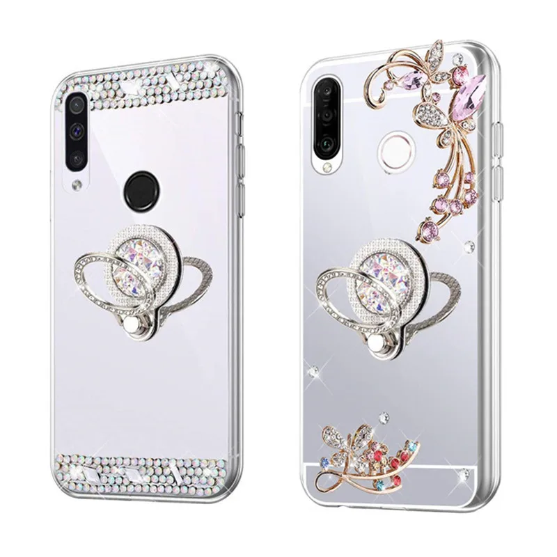 Зеркальный силиконовый чехол с кольцом для P Smart Z телефона Huawei P30 lite Mate 20 P20 Pro Y7 Y9 2019