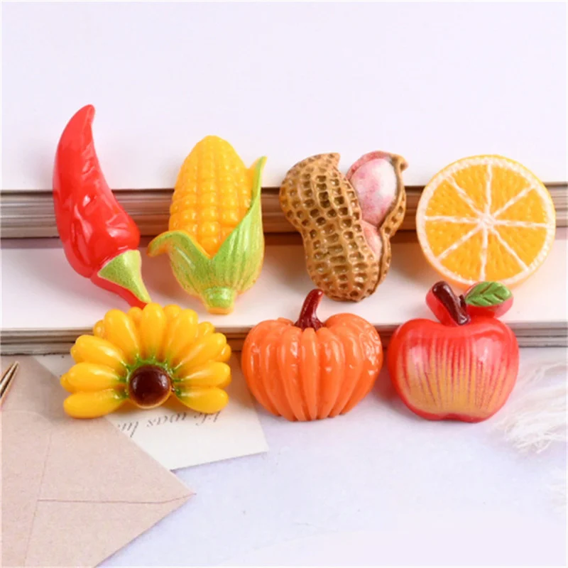 Julie Wang 20PCS Resin Fruit Charms Mixed Artificial Apple Banana Orange Corn Peanut Pendants Jewelry Making Accessory Decor | Украшения и