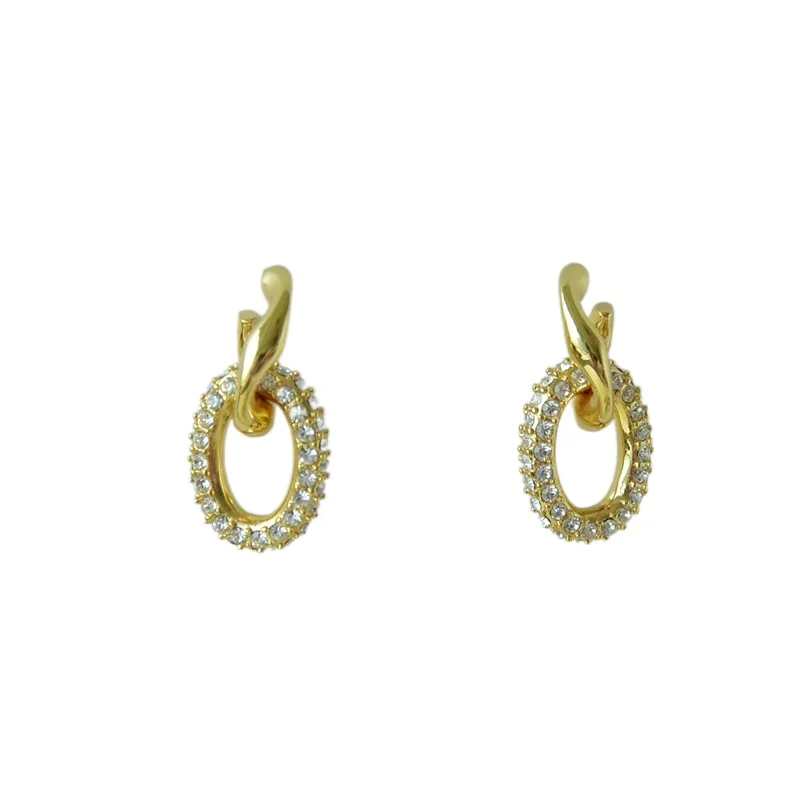 

2021 Japanese and Korean style shiny rhinestone earrings detachable dual purpose earrings twisted earrings
