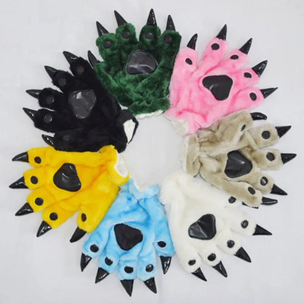 Детские перчатки для косплея милые с мультяшной лапой плюшевые теплые когти