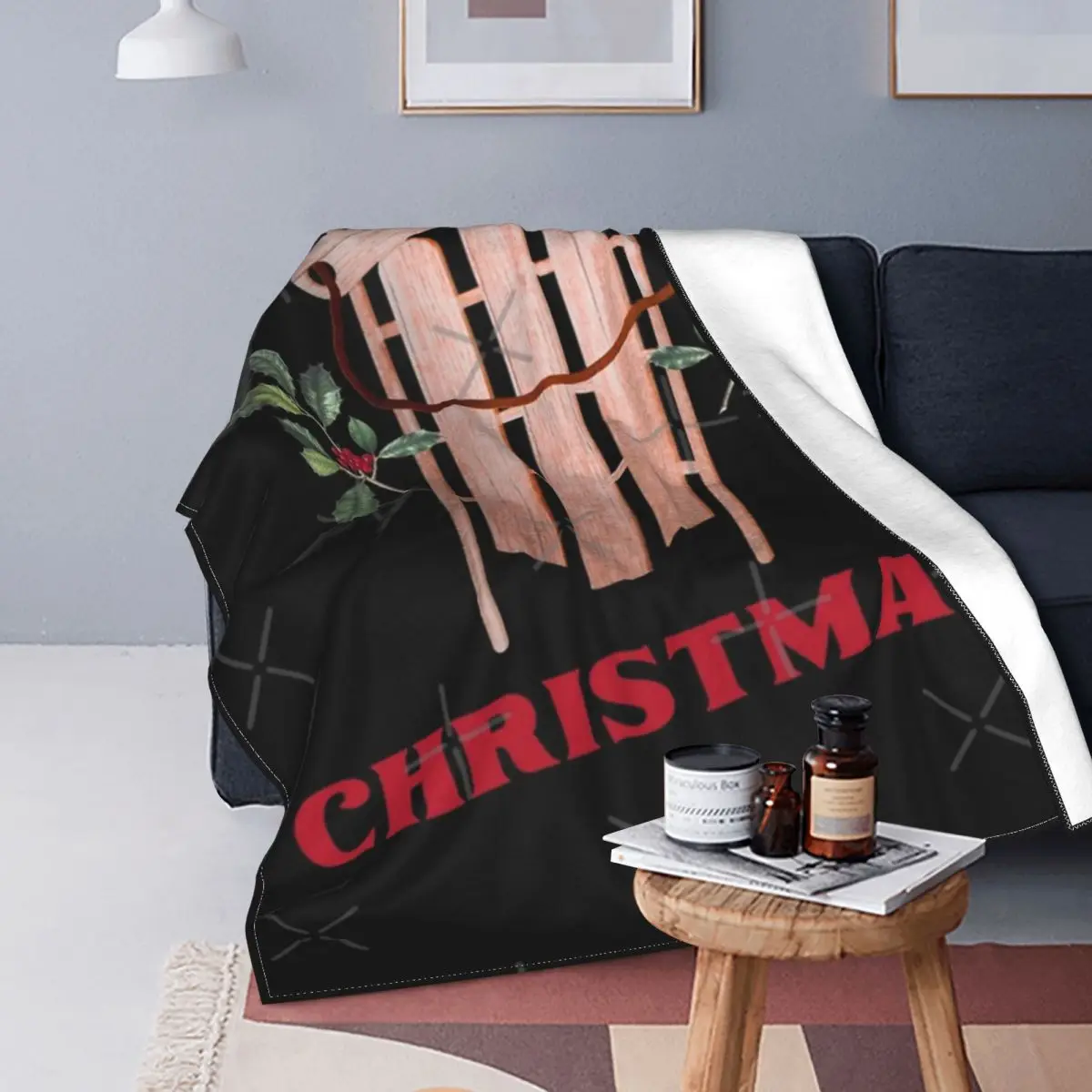 Manta de invierno con texto rojo de Navidad, a cuadros colcha para cama, sofá, mantas a cuadros, colcha de Picnic