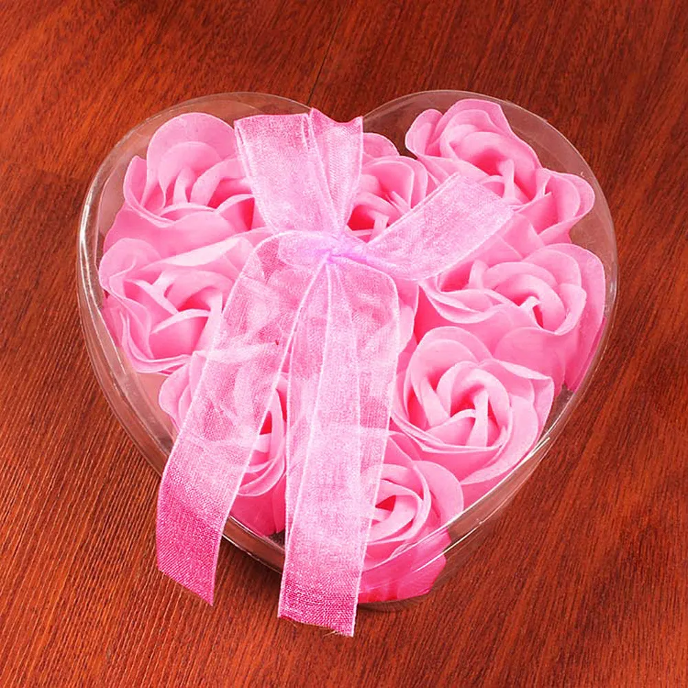 Практичный 9 шт. сердце Ароматические ванны тело в виде лепестков розы мыло