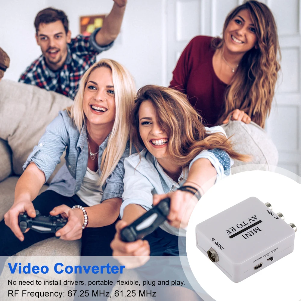 Мини HD видео конвертер коробка Plug and Play RCA AV CVSB к RF адаптер поддерживает МГц 61 25 67