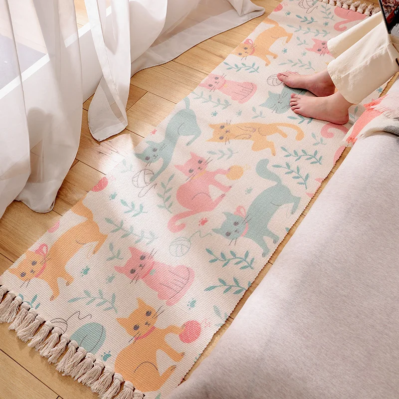 Мультяшный ковер из чистого хлопка ручной работы для всей комнаты спальни