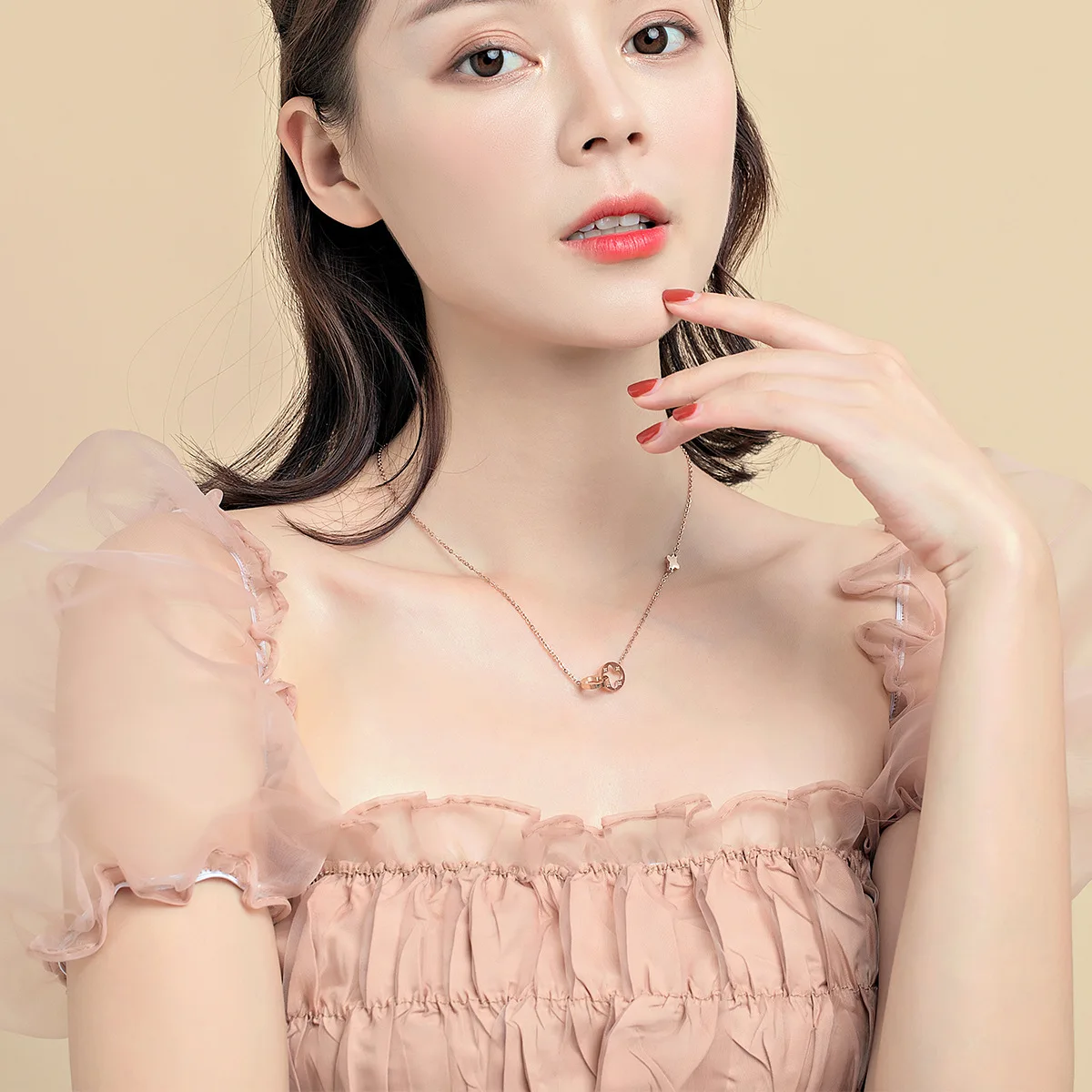 

Fashion Couple Necklace Ladies Double Ring Chain Pendent Necklaces Korea Trendy Minimalist Metal Jewelry Women Gifts Accesories