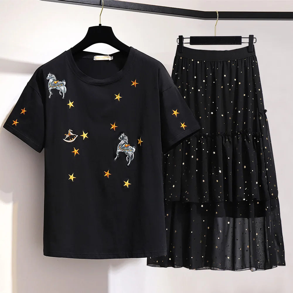 Женская шифоновая юбка с пентаграммой размера плюс Повседневная плиссированная