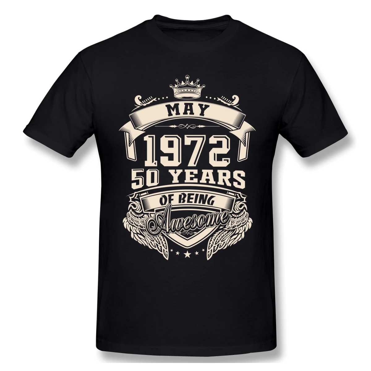 

Born In May 1972 50 Years Of Being Awesome T Shirt Plus Size Cotton Short Sleeve Custom T-shirt