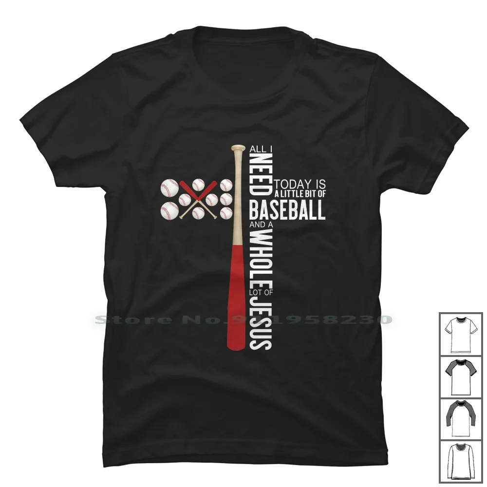 Все что мне нужно это небольшой Бейсбол и много Иисуса (2) футболка 100% хлопок