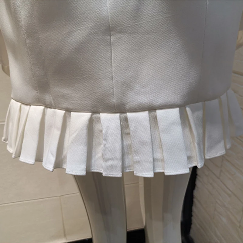 

Women Autumn Blazer Dress Trimmed With Agaric Laces High Waist Tunic Casual Dress