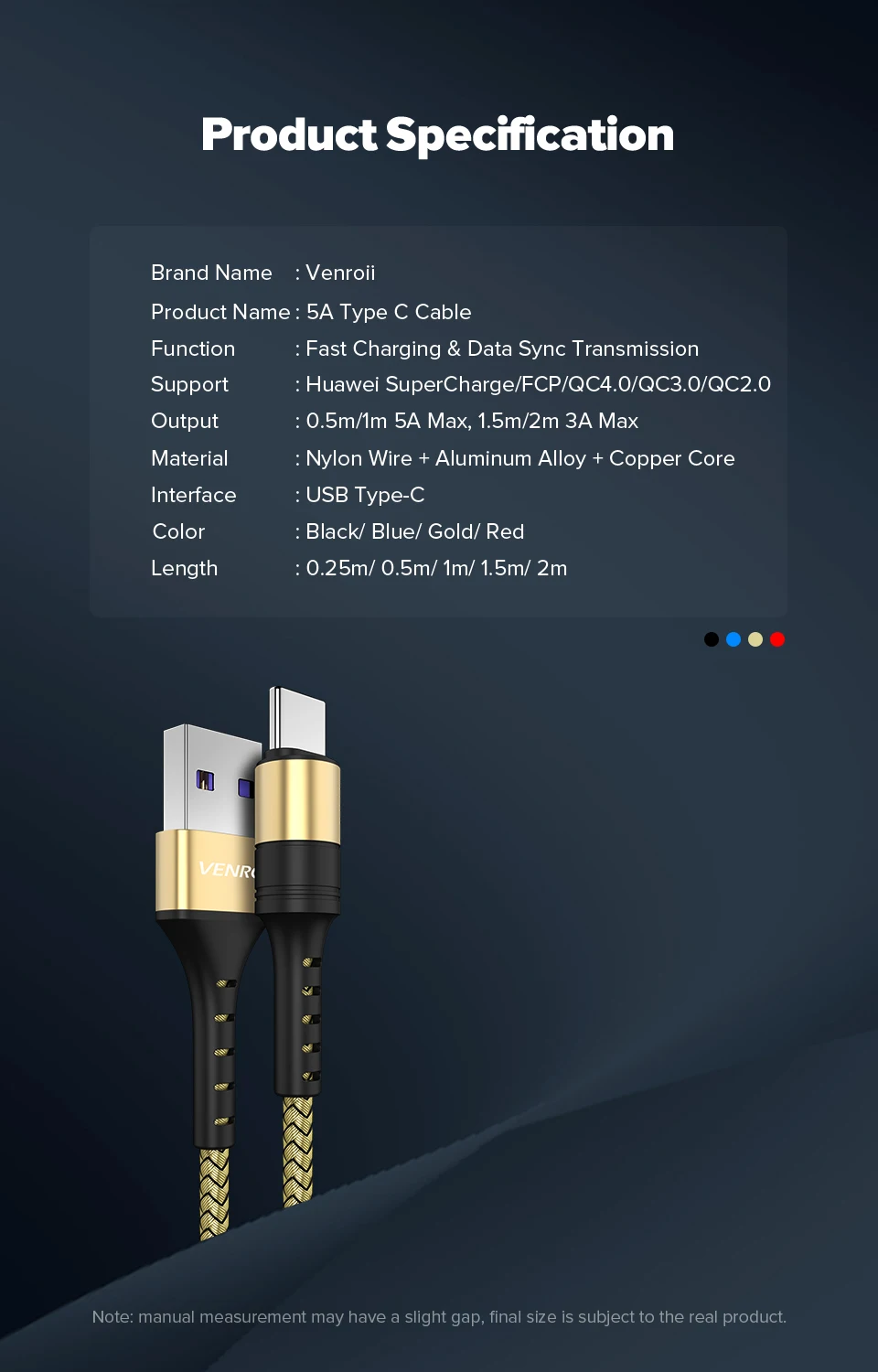 Venroii кабель usb type C 5A Supercharge для huawei mate 20 P30 P20 Pro шнур для быстрой зарядки телефона для Honor 20 10 8 V10 USBC Кабо