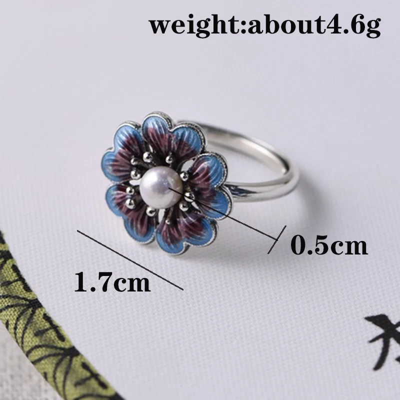 

GAGAFEEL Lady Pearl Ring Freshwater Natural Pearl Rings 925 sterling silver Enameling Ring Women Wedding Birthday Gift