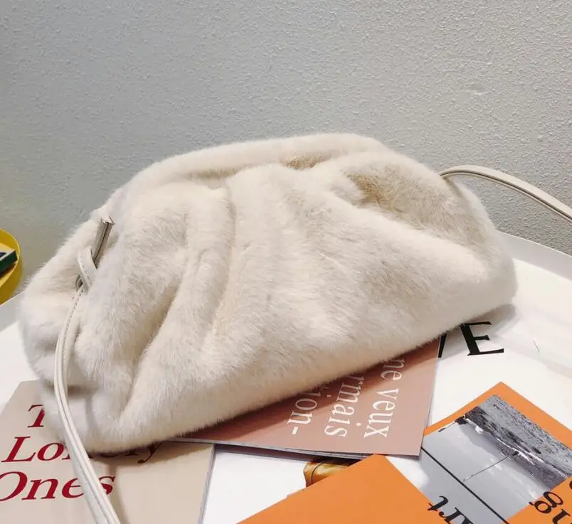 Fake fur white Высокое качество, простая модная сумка-хобо из искусственной кожи, Женский Повседневный клатч, сумка-конверт, сумка через плечо, женская сумка, сумка - Color: Fake fur white