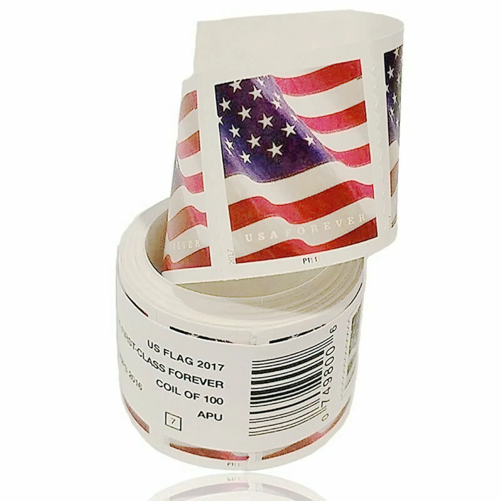 Sellos USPS Forever de primera clase, bobina de sellos postales de bandera de EE. UU. De 100, 2017 (10 rollos de 1000)-2